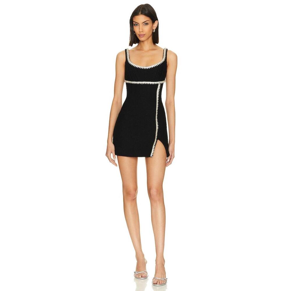 self-portrait Wool Mini Dress in Black